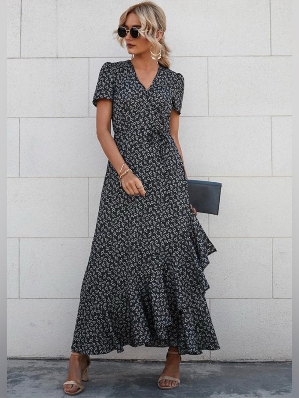 NWT Pretty Garden Boho Floral Wrap MaXI dress Sz XXL